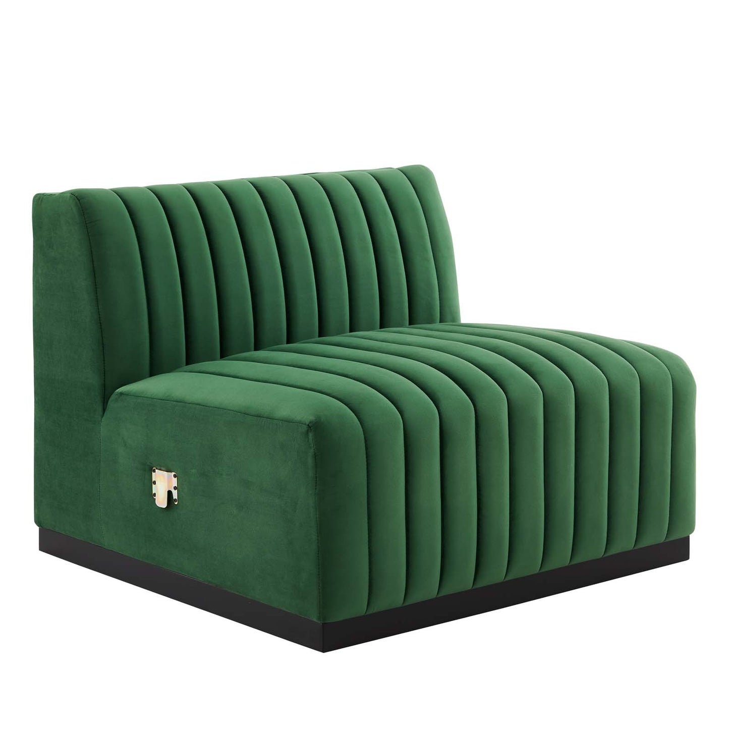 Conjure Channel Tufted Performance Velvet Armless Chair Black Emerald EEI-5494-BLK-EME