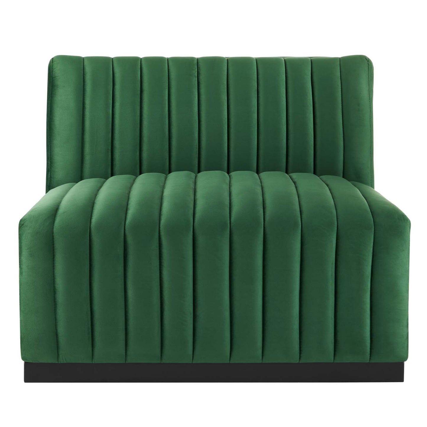 Conjure Channel Tufted Performance Velvet Armless Chair Black Emerald EEI-5494-BLK-EME