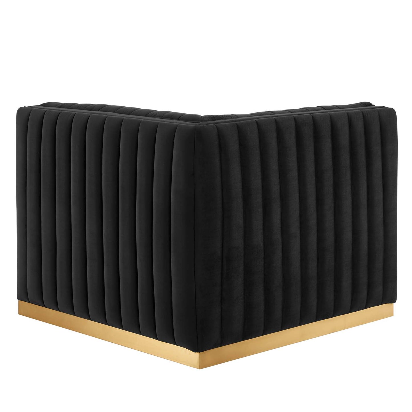 Conjure Channel Tufted Performance Velvet Left Corner Chair Gold Black EEI-5505-GLD-BLK