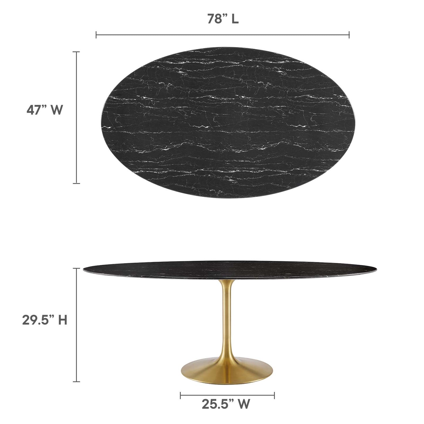 Lippa 78" Oval Artificial Marble and Wood Dining Table