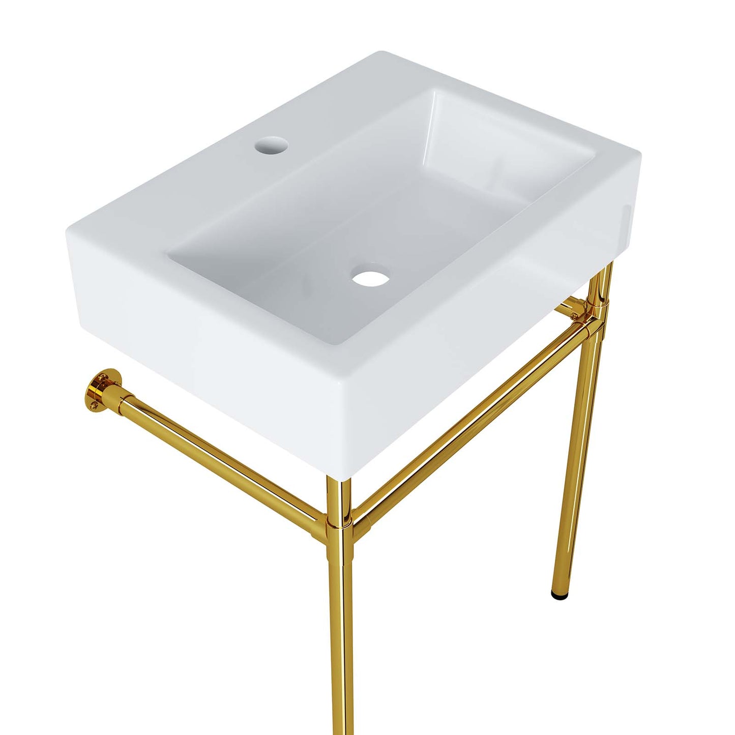 Redeem 24" Wall-Mount Gold Stainless Steel Bathroom Vanity Gold White EEI-5536-GLD-WHI