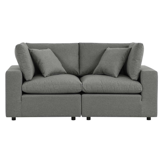 Commix Overstuffed Outdoor Patio Loveseat Charcoal EEI-5576-CHA