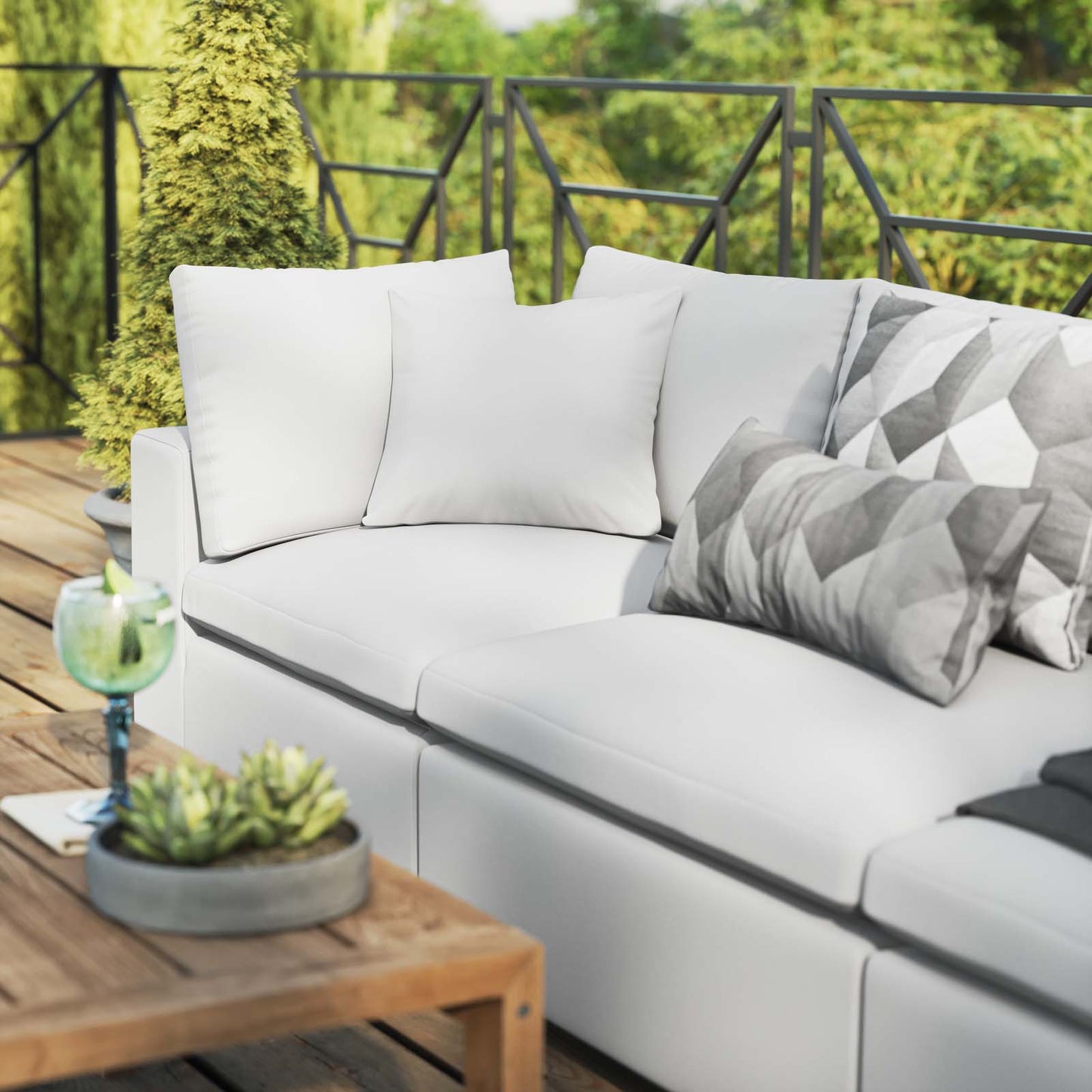 Commix Overstuffed Outdoor Patio Sofa White EEI-5578-WHI