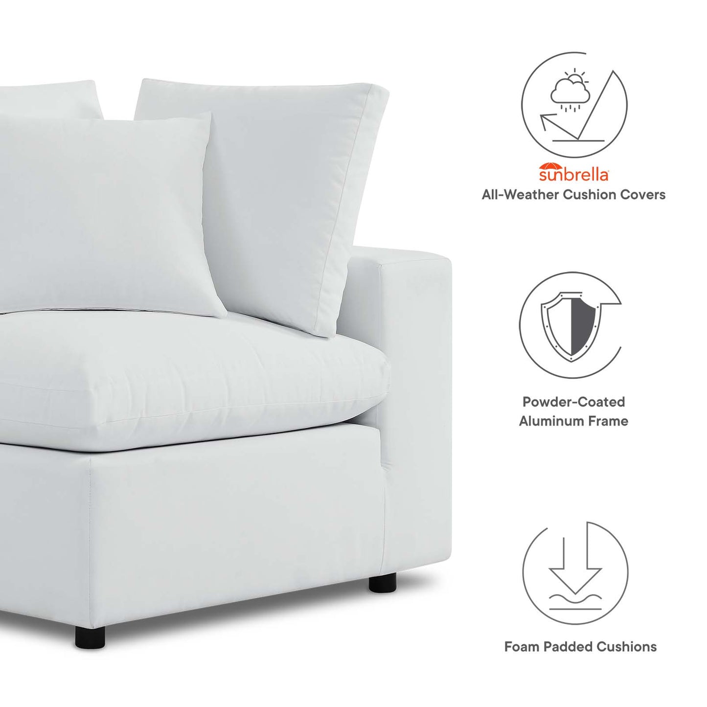 Commix  Sunbrella® Outdoor Patio Sofa White EEI-5579-WHI