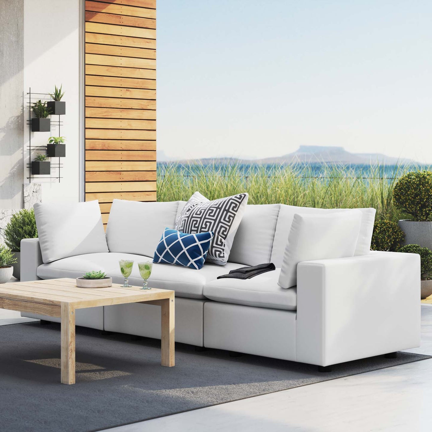 Commix  Sunbrella® Outdoor Patio Sofa White EEI-5579-WHI