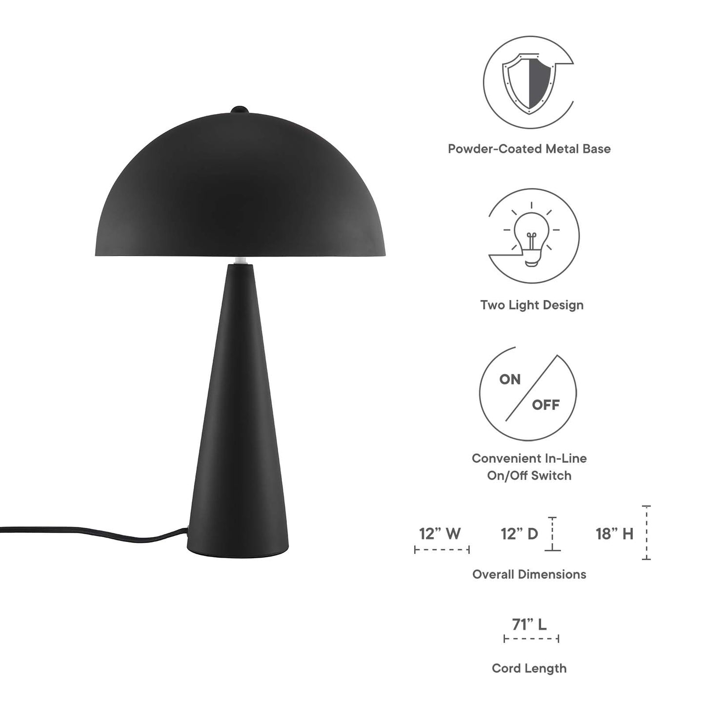 Selena Metal Table Lamp Black EEI-5624-BLK