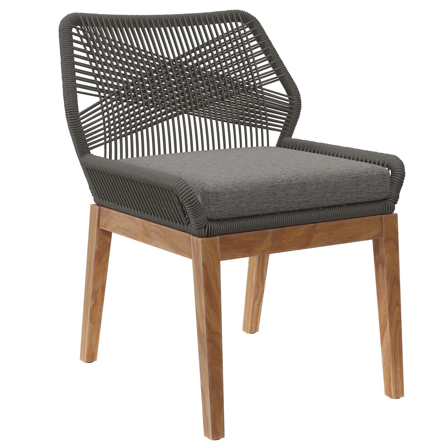 Wellspring Outdoor Patio Teak Wood Dining Chair Gray Graphite EEI-5747-GRY-GPH