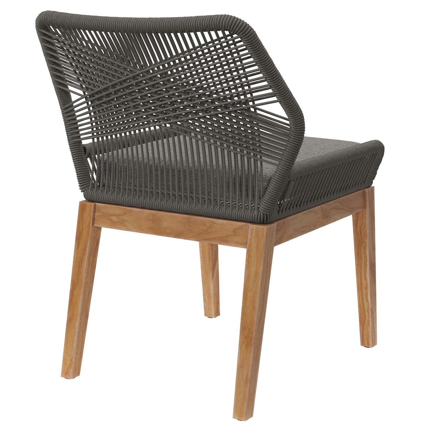 Wellspring Outdoor Patio Teak Wood Dining Chair Gray Graphite EEI-5747-GRY-GPH