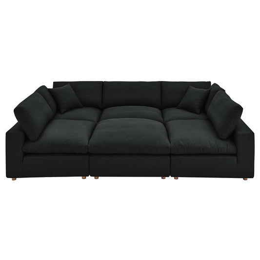 Commix Down Filled Overstuffed 6-Piece Sectional Sofa Black EEI-5761-BLK