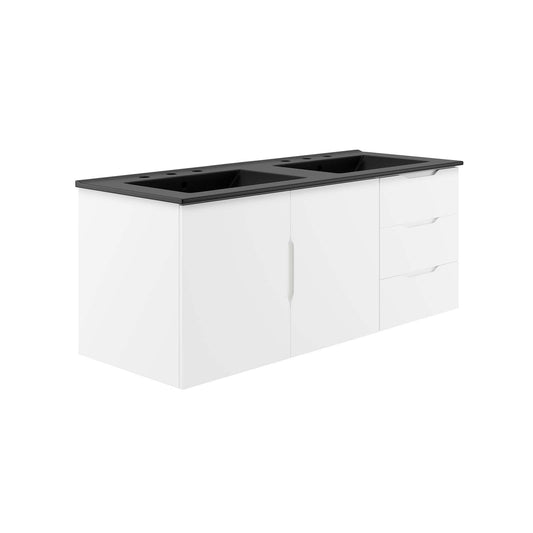 Vitality 48" Double Sink Bathroom Vanity White Black EEI-5785-WHI-BLK