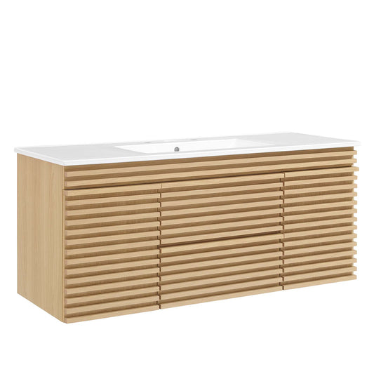 Render 48" Wall-Mount Bathroom Vanity Oak White EEI-5801-OAK-WHI