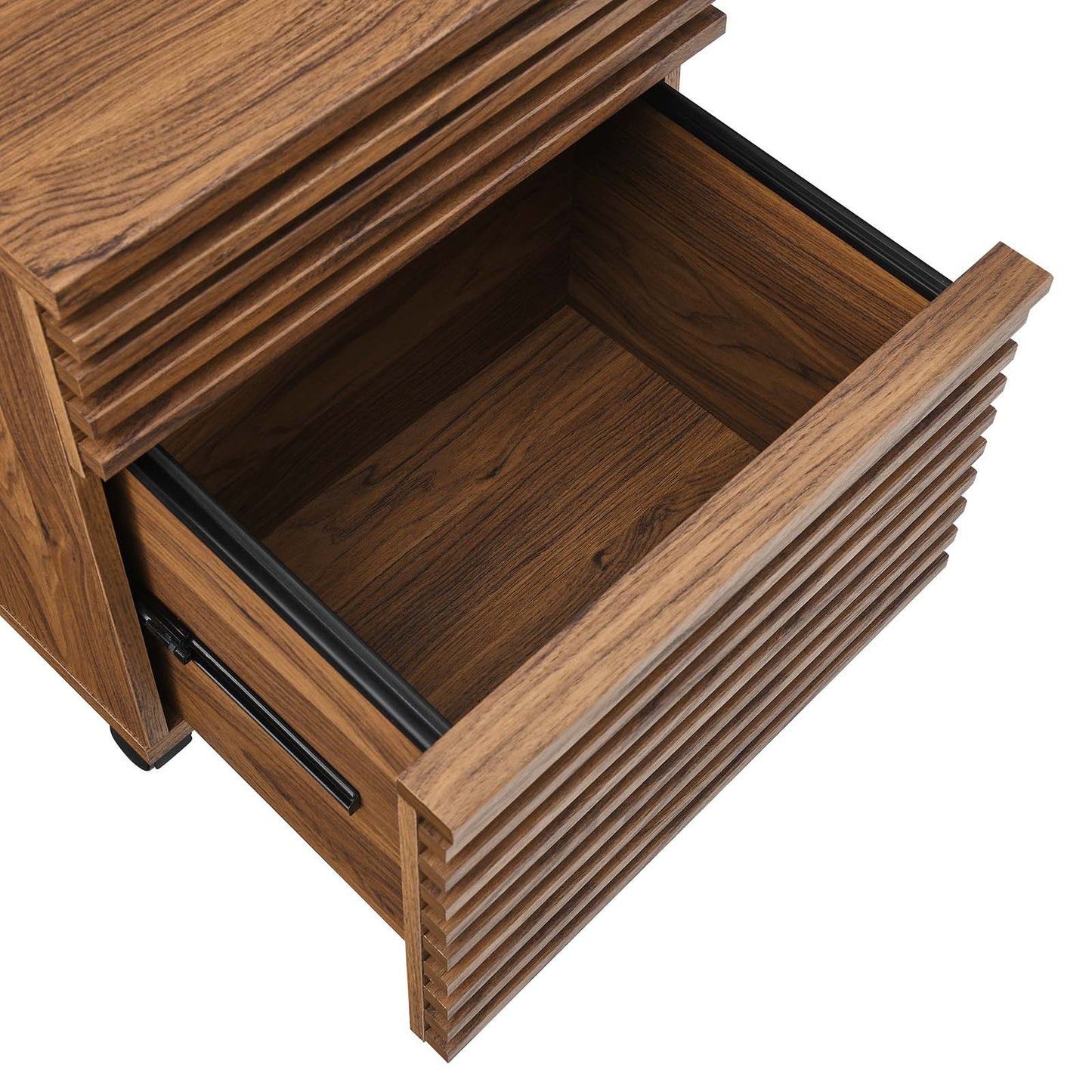 Render Wood Desk and File Cabinet Set Walnut EEI-5821-WAL