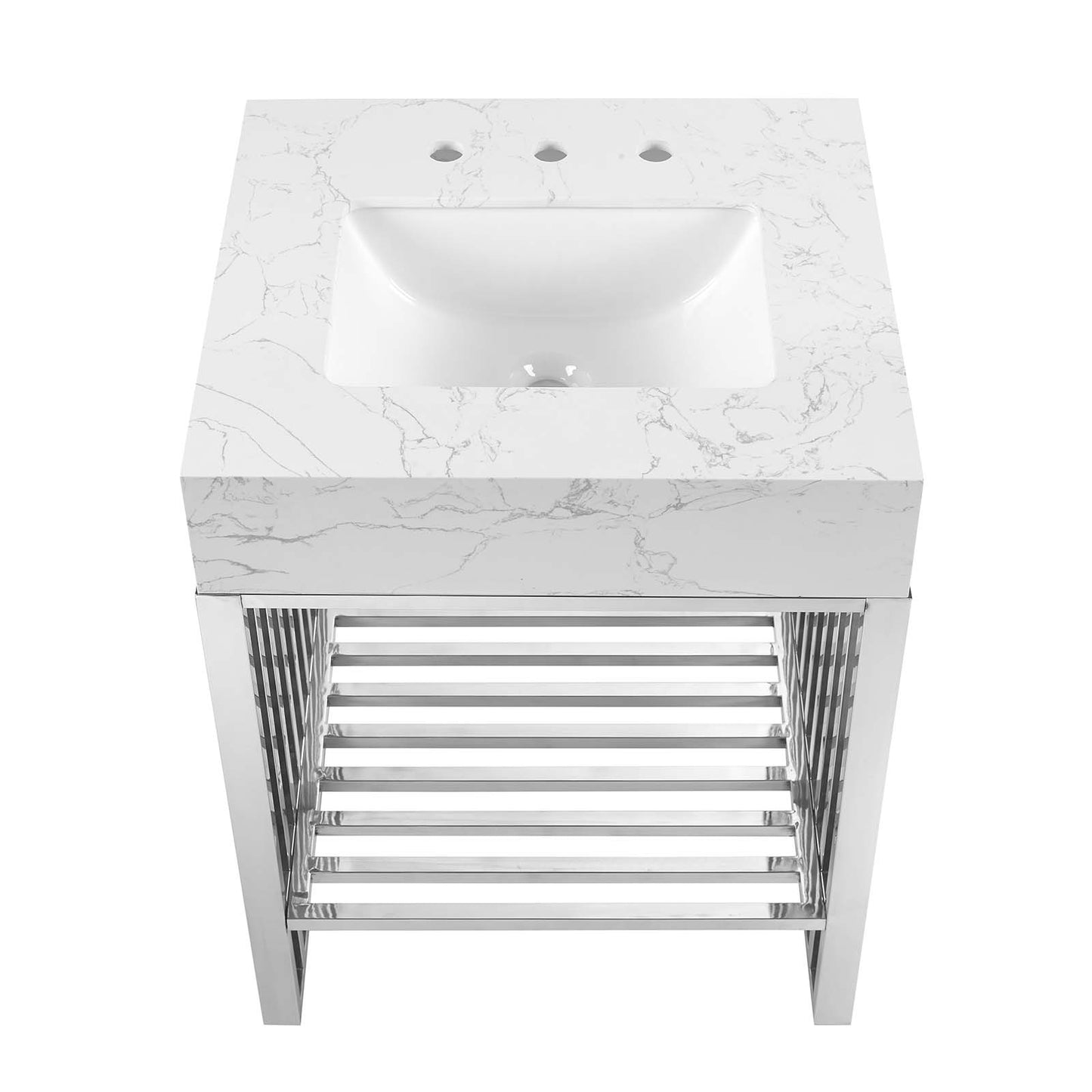 Gridiron 24" Bathroom Vanity White Silver EEI-6103-WHI-SLV