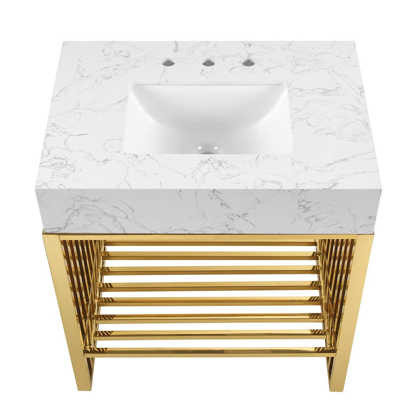 Gridiron 30" Bathroom Vanity White Gold EEI-6105-WHI-GLD