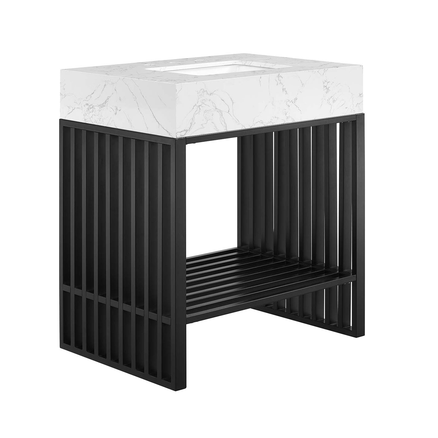 Gridiron 30" Bathroom Vanity White Black EEI-6106-WHI-BLK