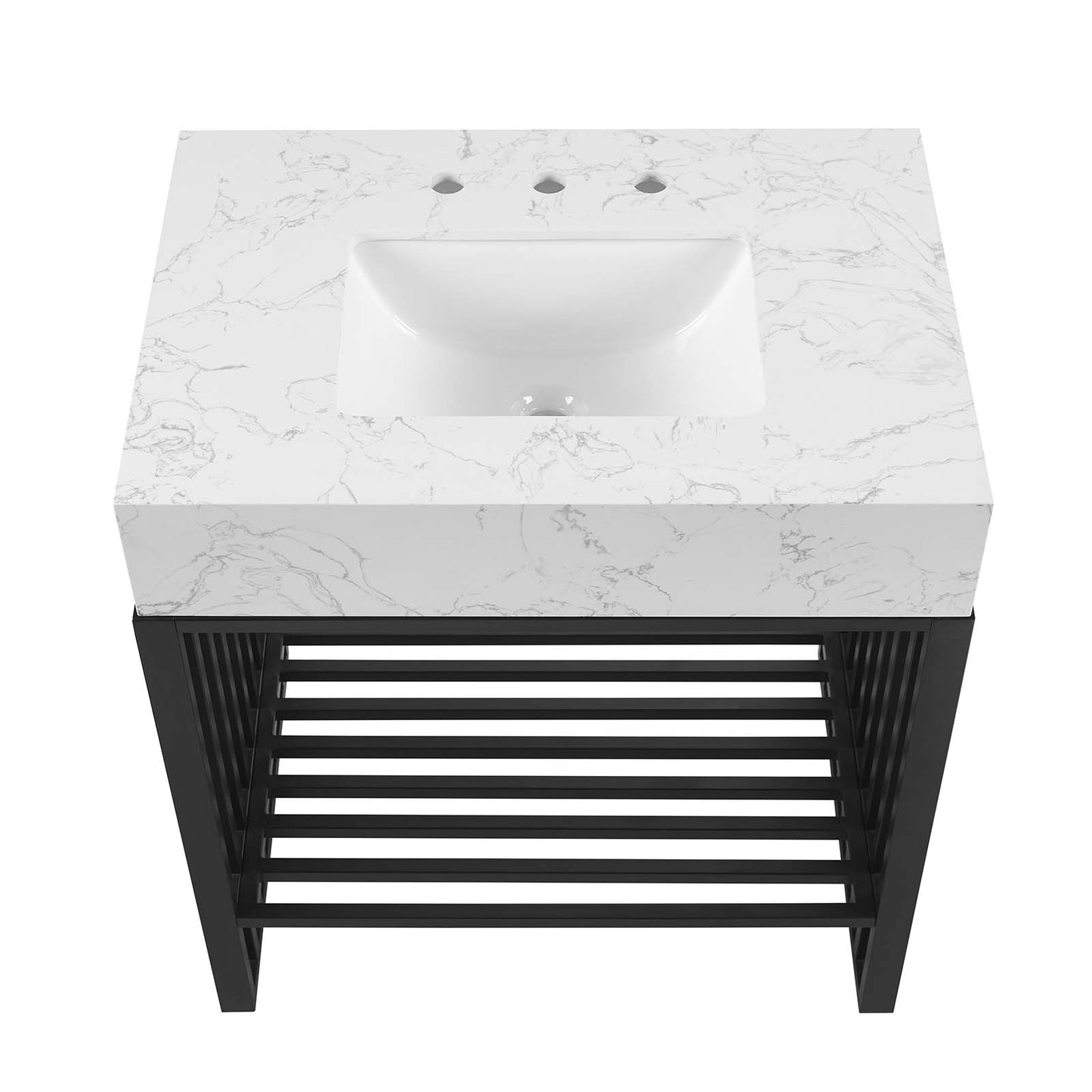 Gridiron 30" Bathroom Vanity White Black EEI-6106-WHI-BLK