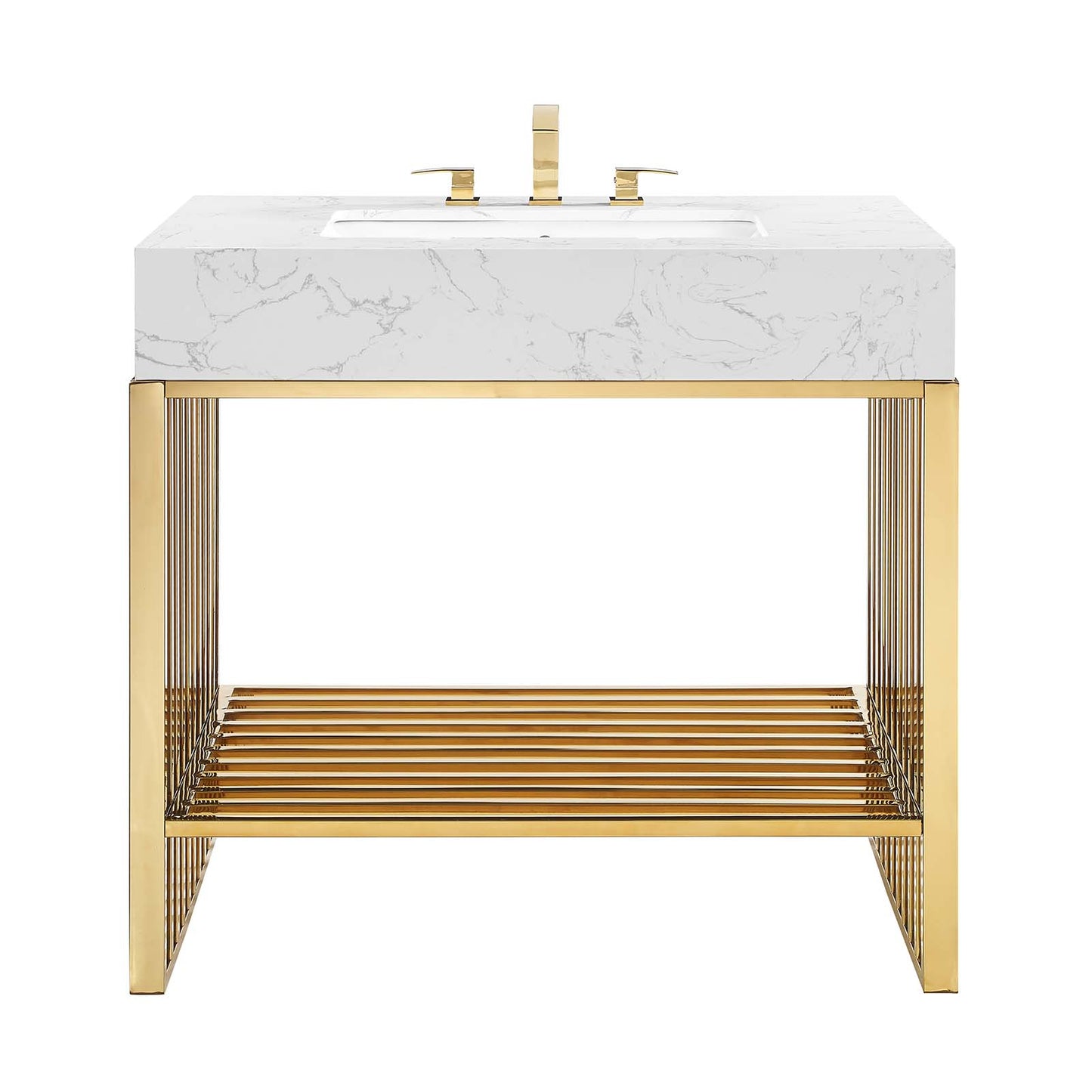 Gridiron 36" Bathroom Vanity White Gold EEI-6107-WHI-GLD