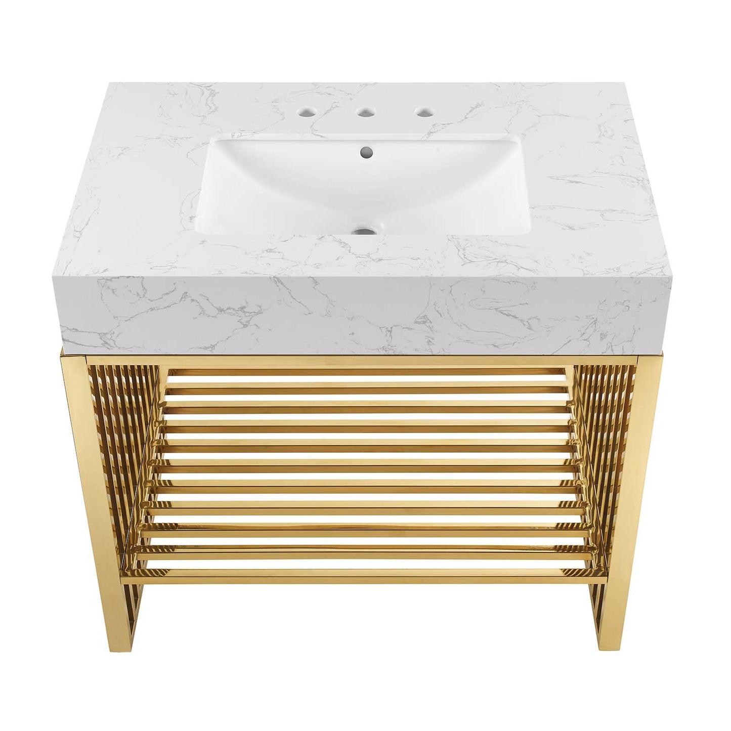 Gridiron 36" Bathroom Vanity White Gold EEI-6107-WHI-GLD