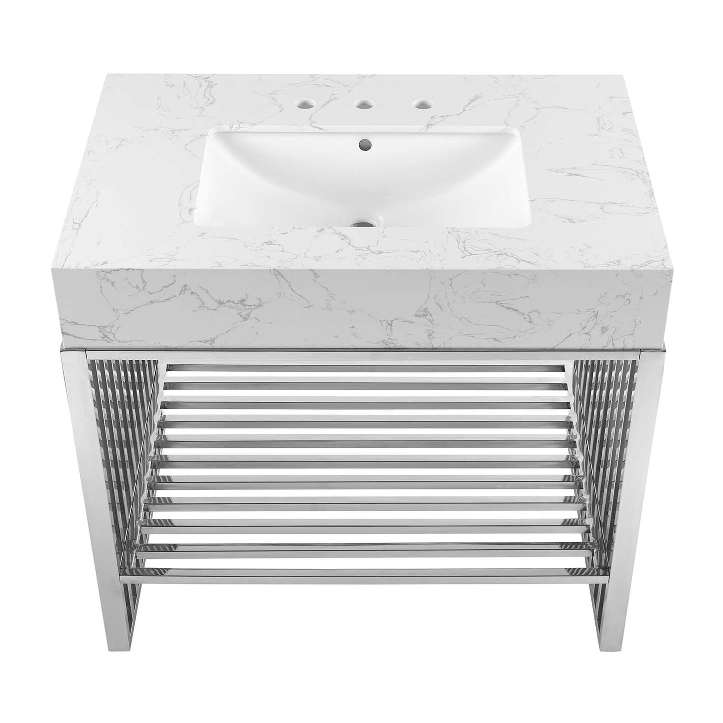 Gridiron 36" Bathroom Vanity White Silver EEI-6107-WHI-SLV