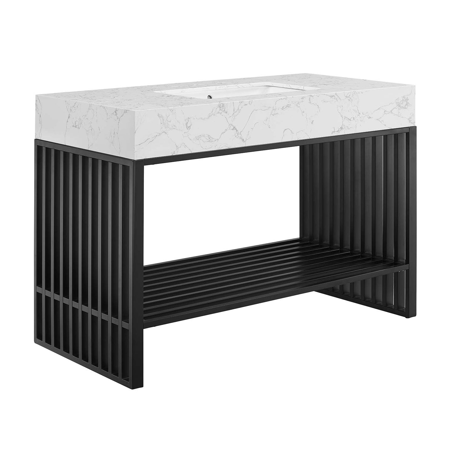 Gridiron 48" Bathroom Vanity White Black EEI-6110-WHI-BLK