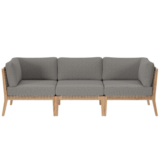 Clearwater Outdoor Patio Teak Wood Sofa Gray Graphite EEI-6120-GRY-GPH