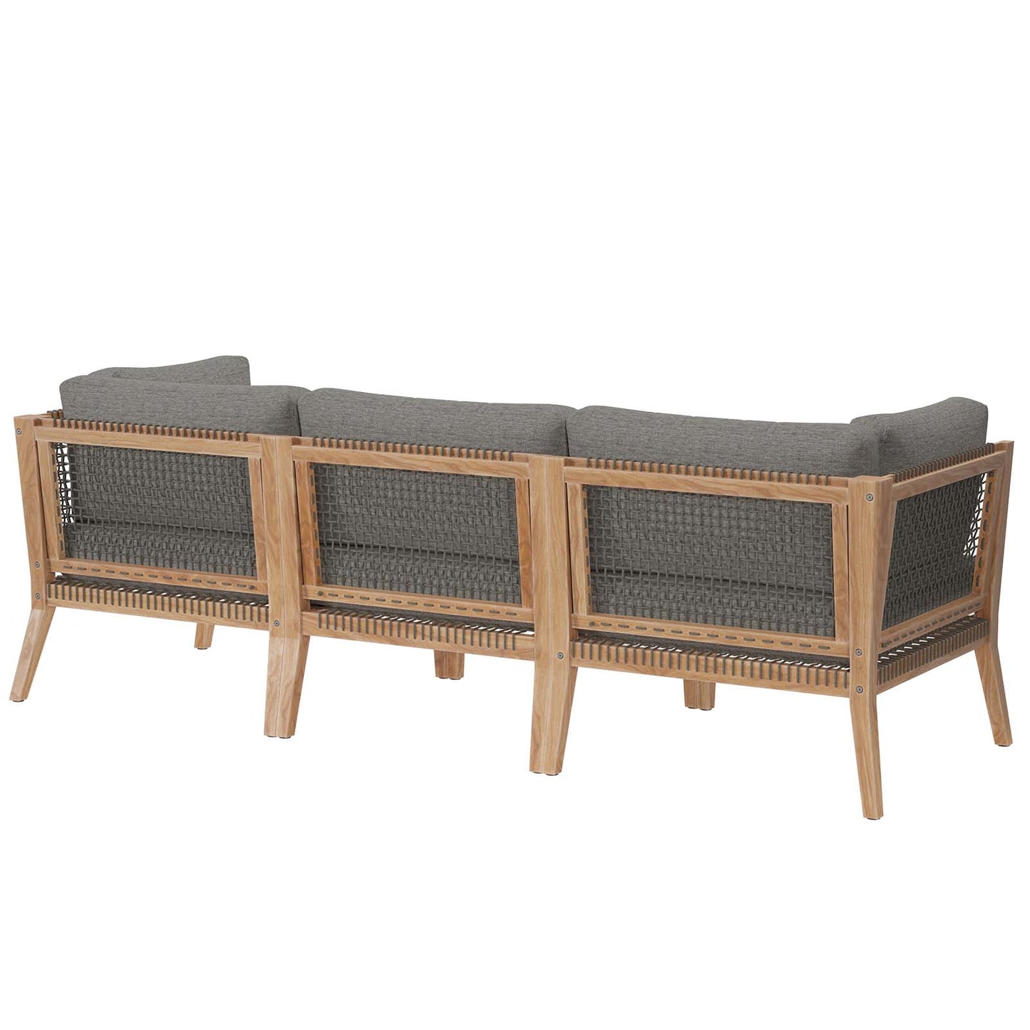 Clearwater Outdoor Patio Teak Wood Sofa Gray Graphite EEI-6120-GRY-GPH