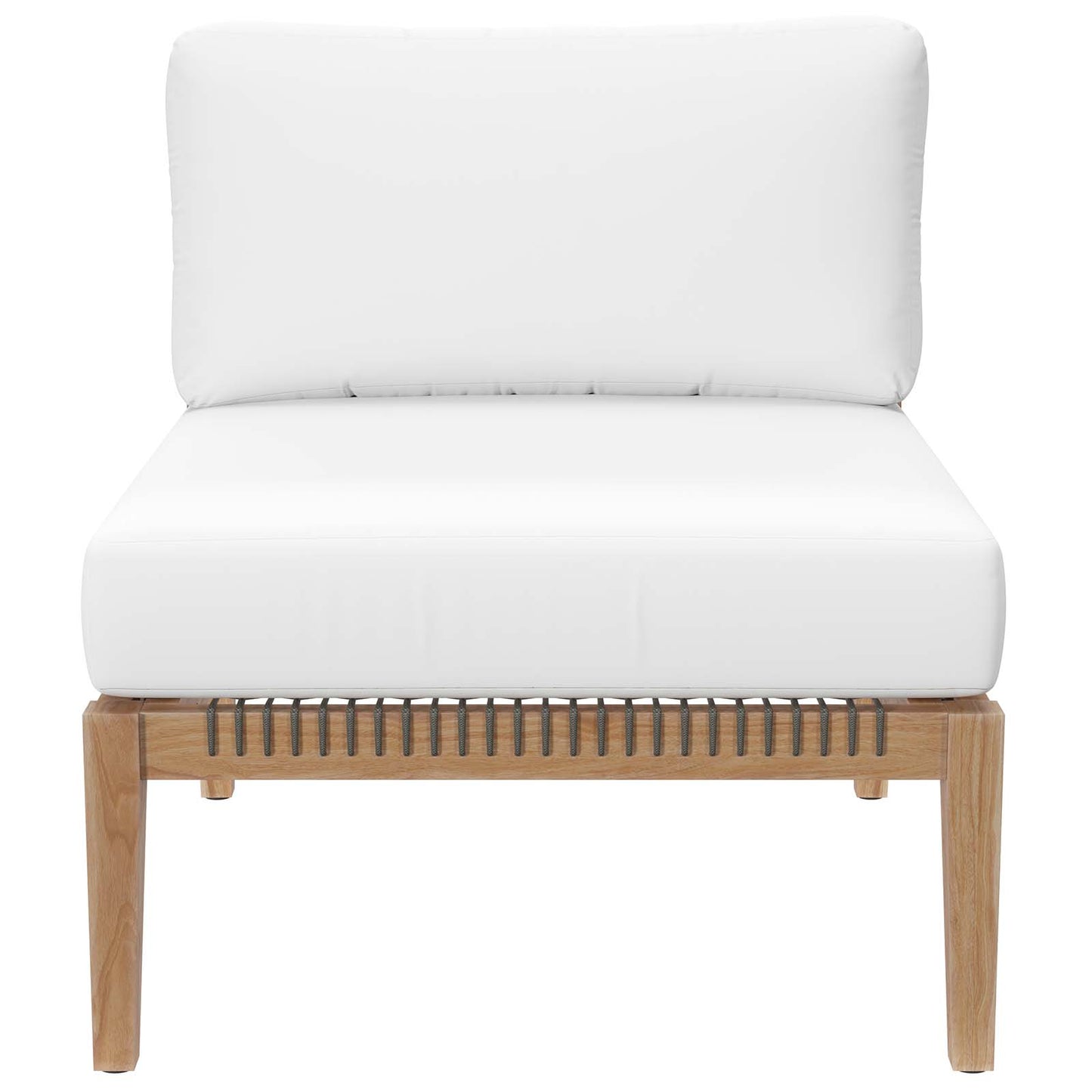 Clearwater Outdoor Patio Teak Wood Sofa Gray White EEI-6120-GRY-WHI