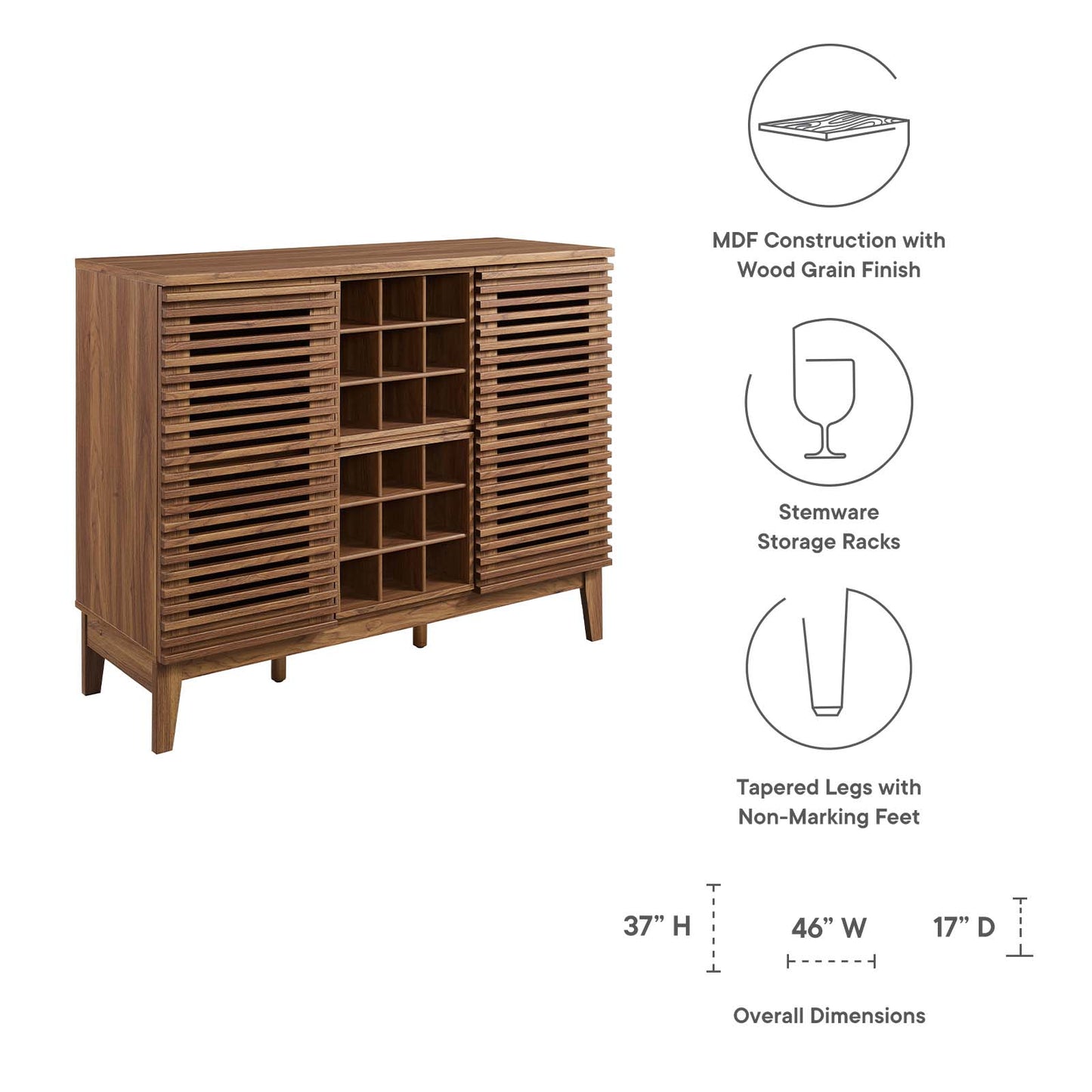 Render Bar Cabinet Walnut EEI-6156-WAL