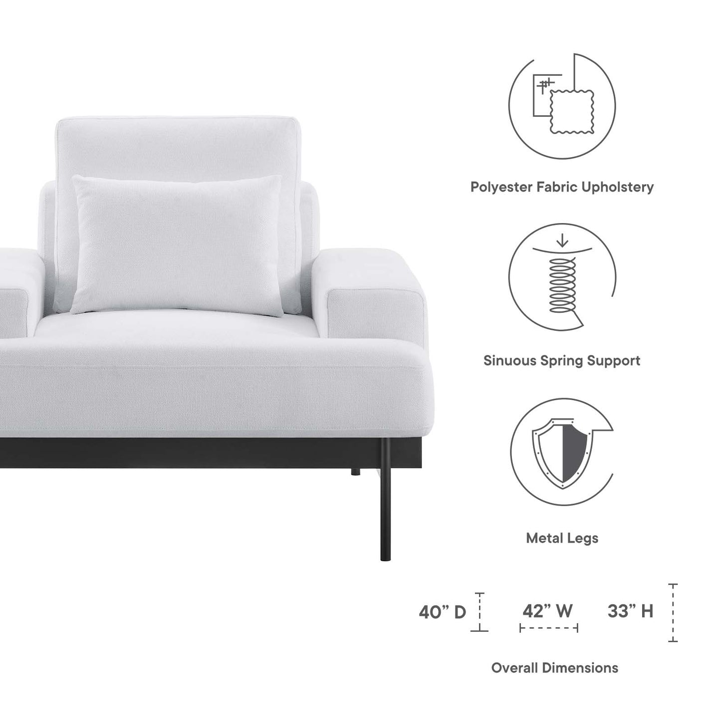 Proximity Upholstered Fabric Armchair White EEI-6216-WHI
