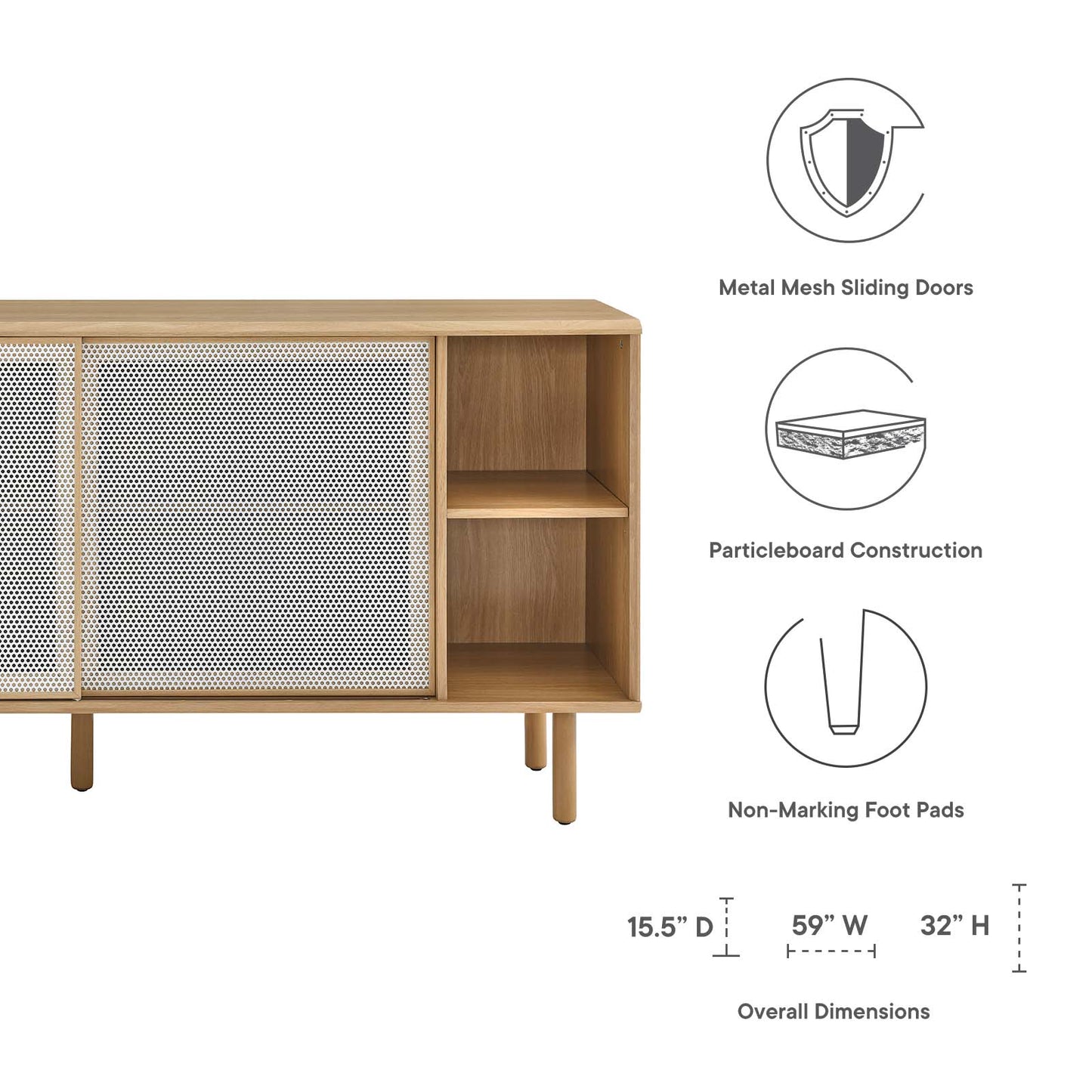 Kurtis 59" Sideboard Oak EEI-6235-OAK