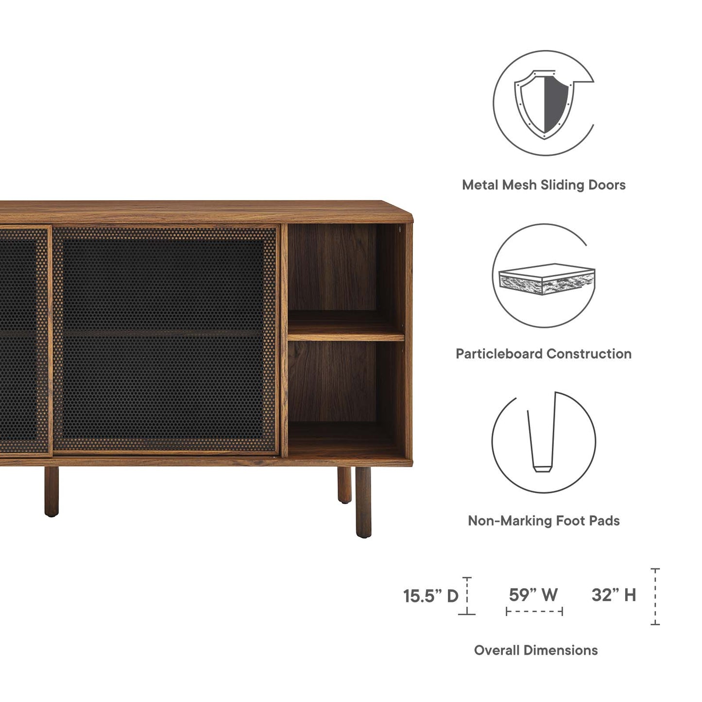 Kurtis 59" Sideboard Walnut EEI-6235-WAL