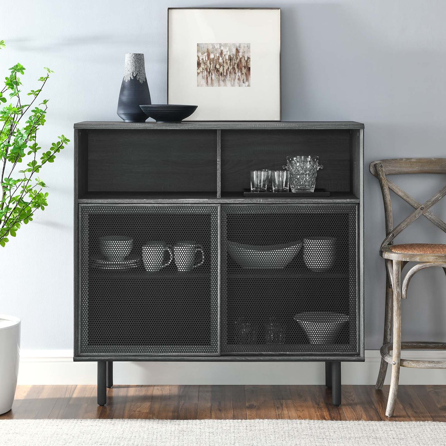 Kurtis 47" Display Cabinet - Charcoal, Oak, Walnut Options Available