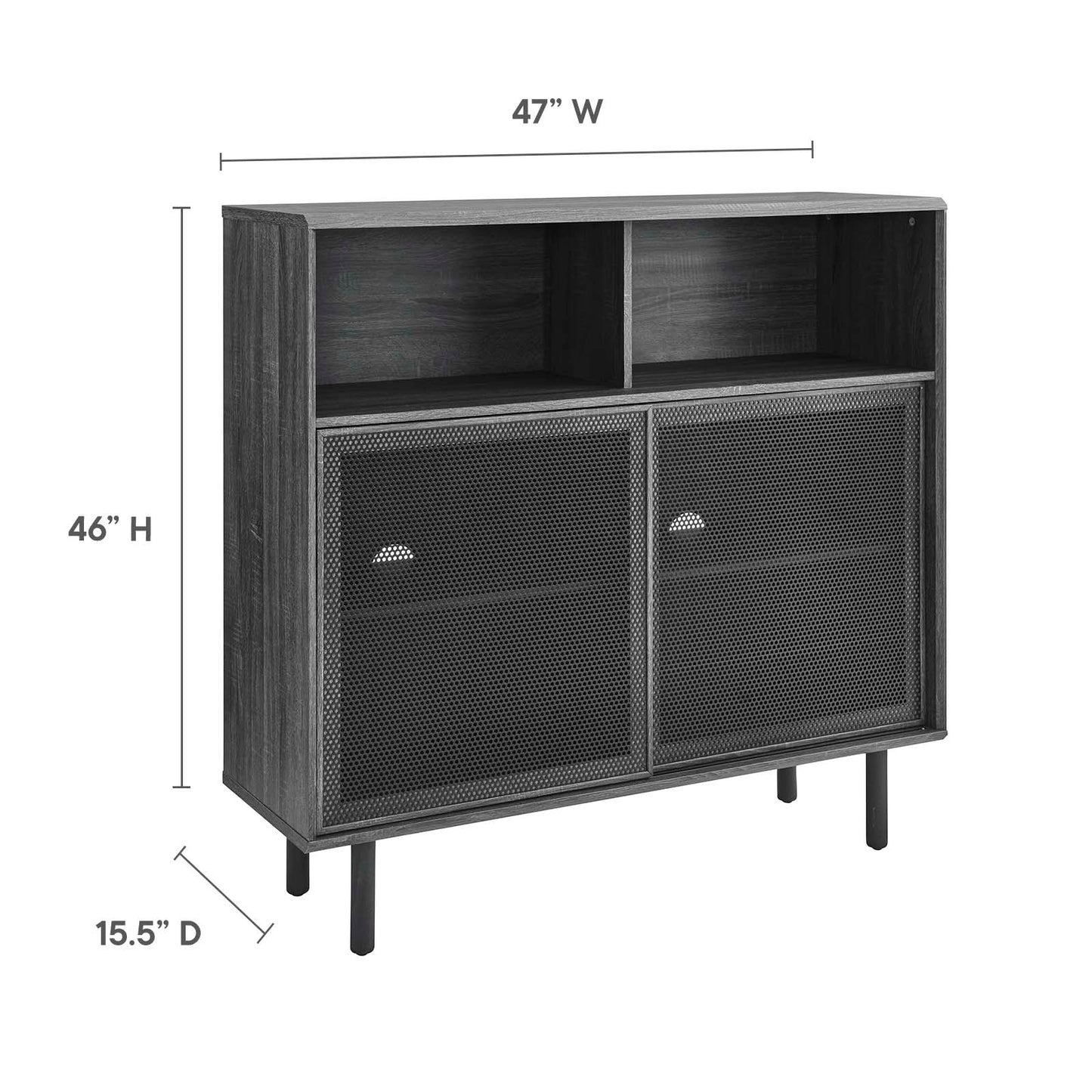 Kurtis 47" Display Cabinet - Charcoal, Oak, Walnut Options Available