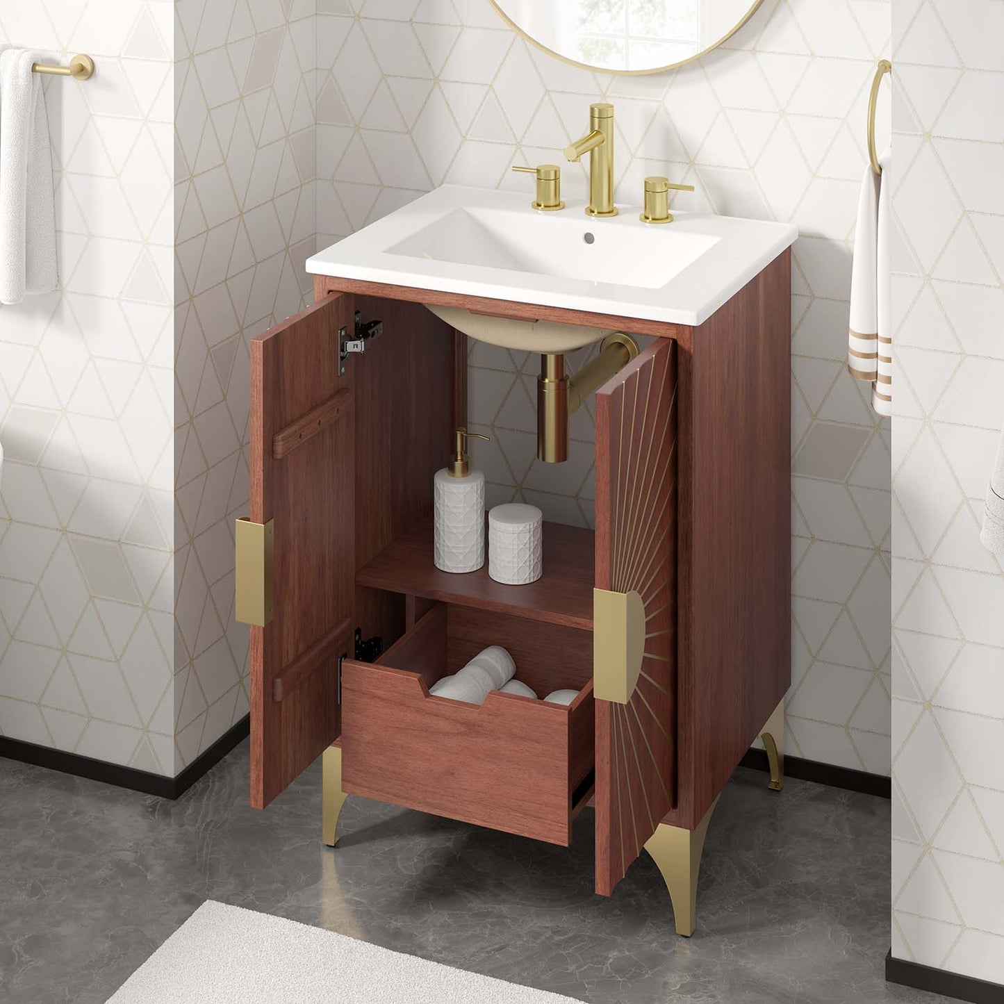 Daylight 24" Bathroom Vanity White Walnut EEI-6290-WHI-WAL