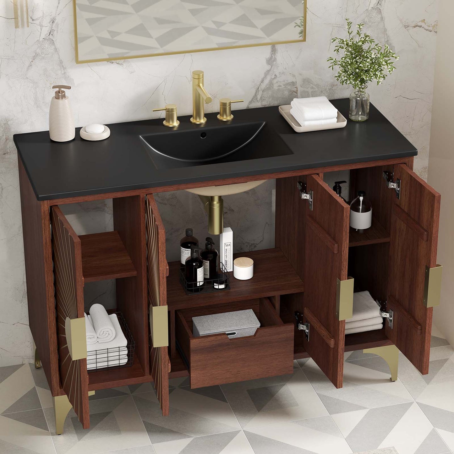 Daylight 48" Bathroom Vanity Black Walnut EEI-6304-BLK-WAL