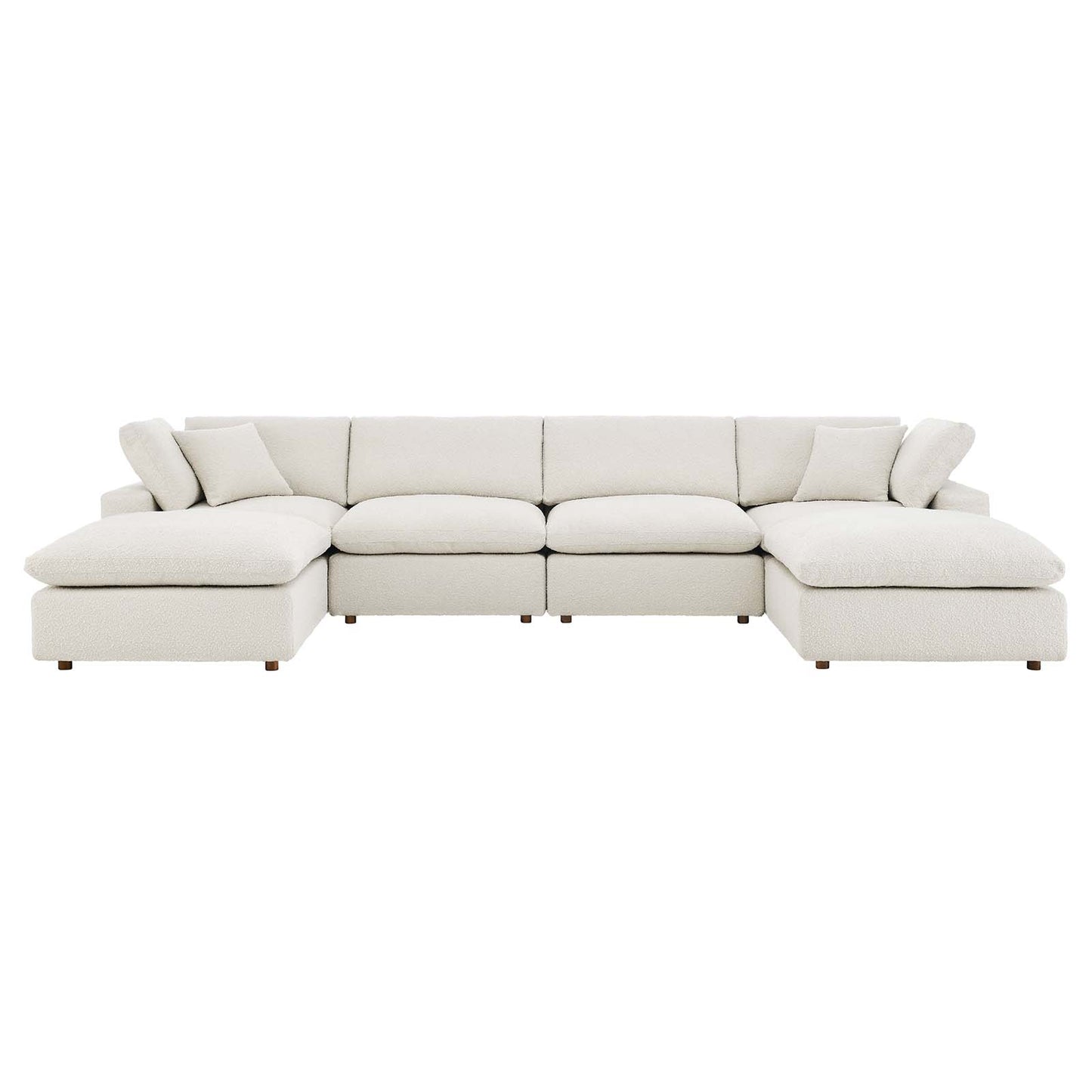 Commix Down Filled Overstuffed Boucle 6-Piece Sectional Sofa Ivory EEI-6366-IVO