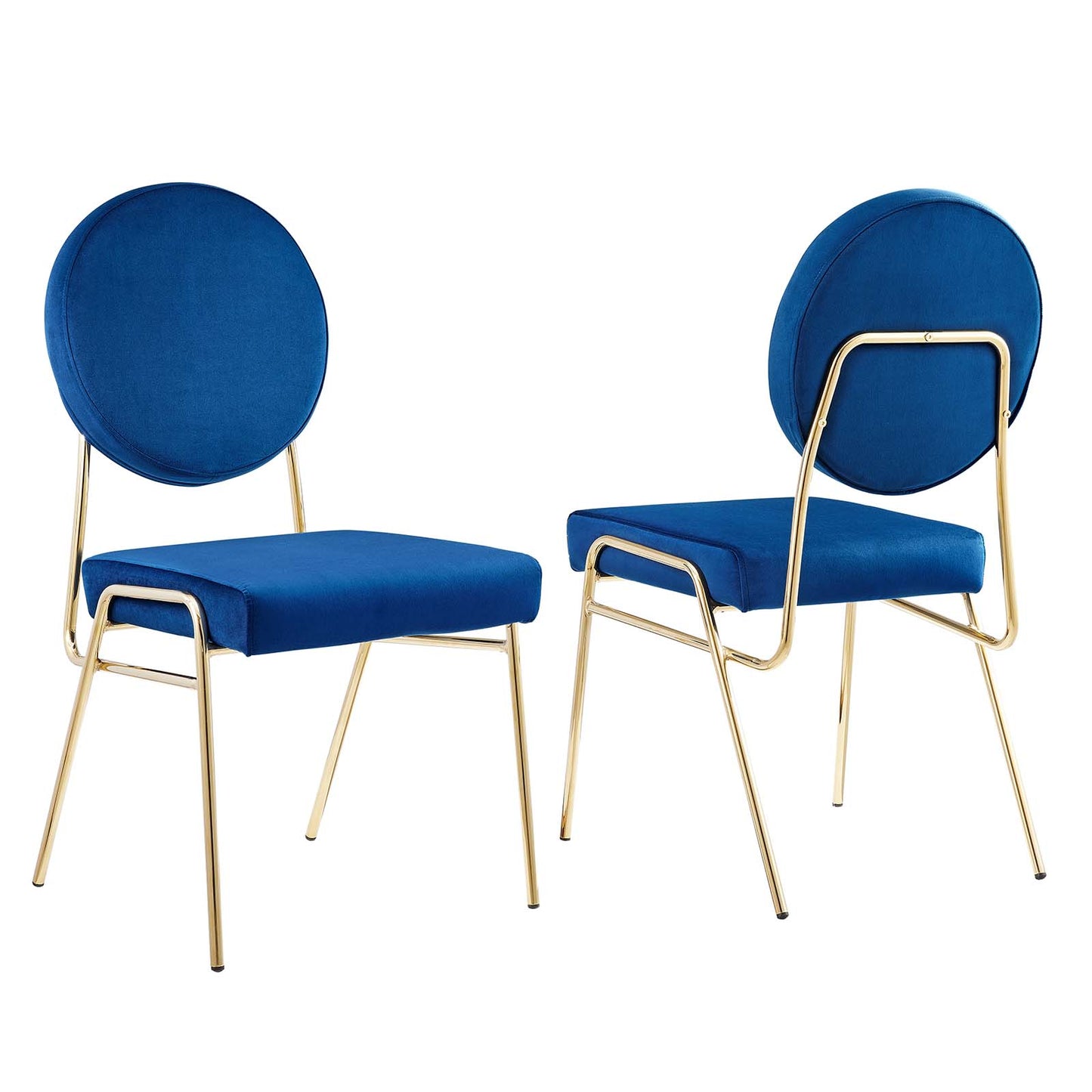 Craft Performance Velvet Dining Side Chairs - Set of 2 Gold Navy EEI-6581-GLD-NAV