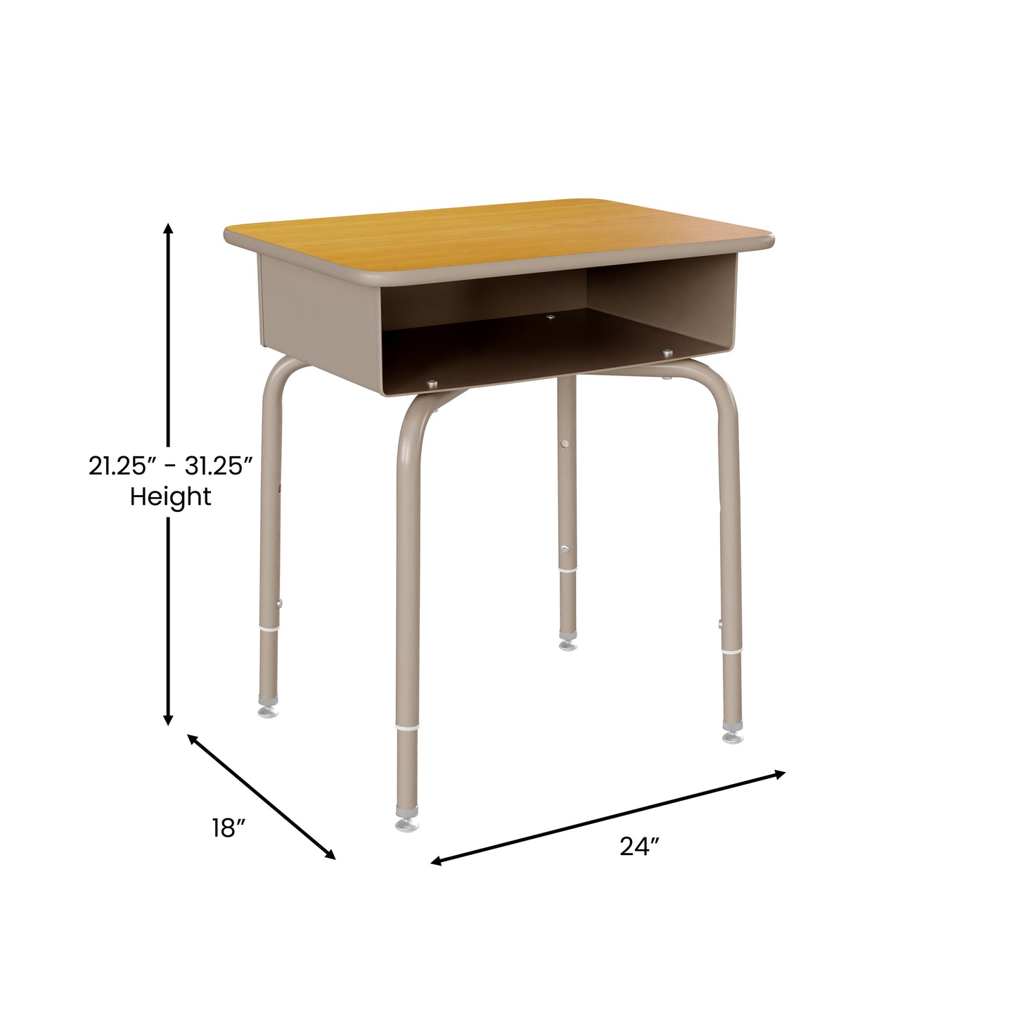 Maple/Silver Open Front Desk FD-DESK-GY-MPL-GG