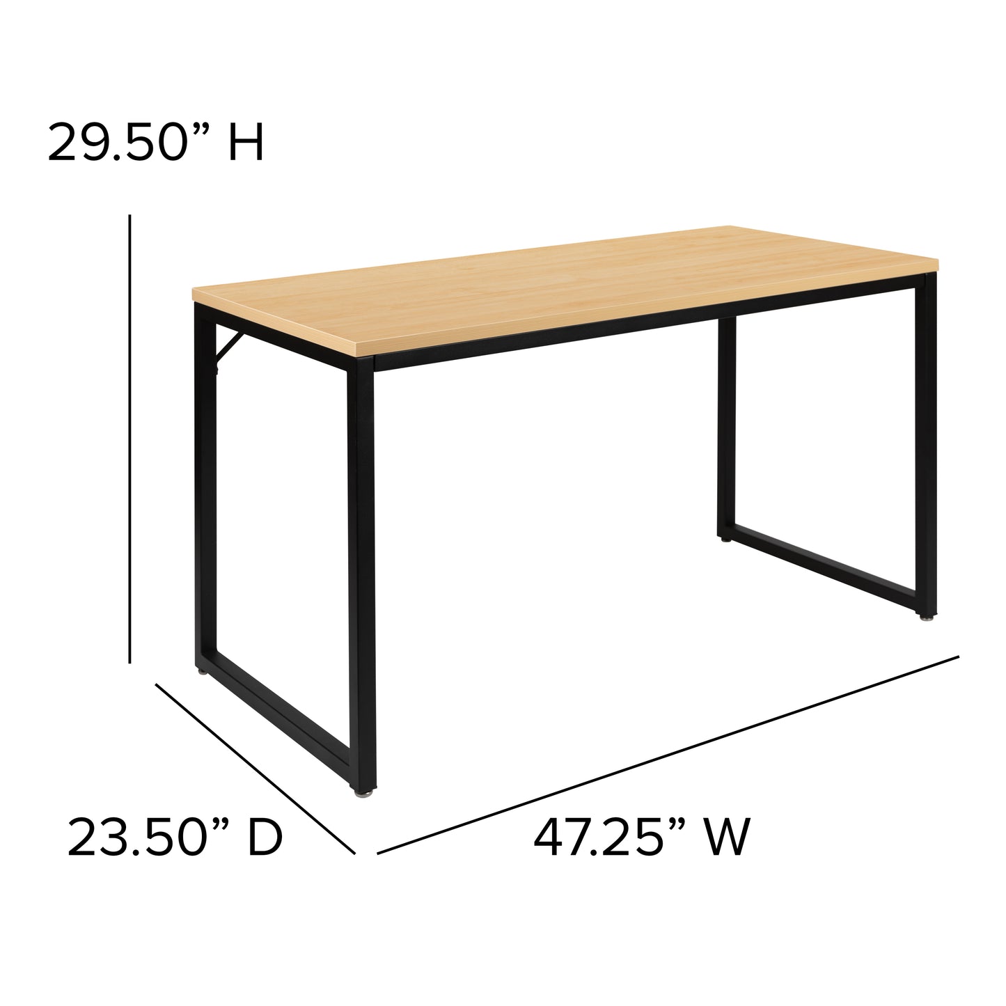 Maple Commercial Desk GC-GF156-12-MAP-BK-GG