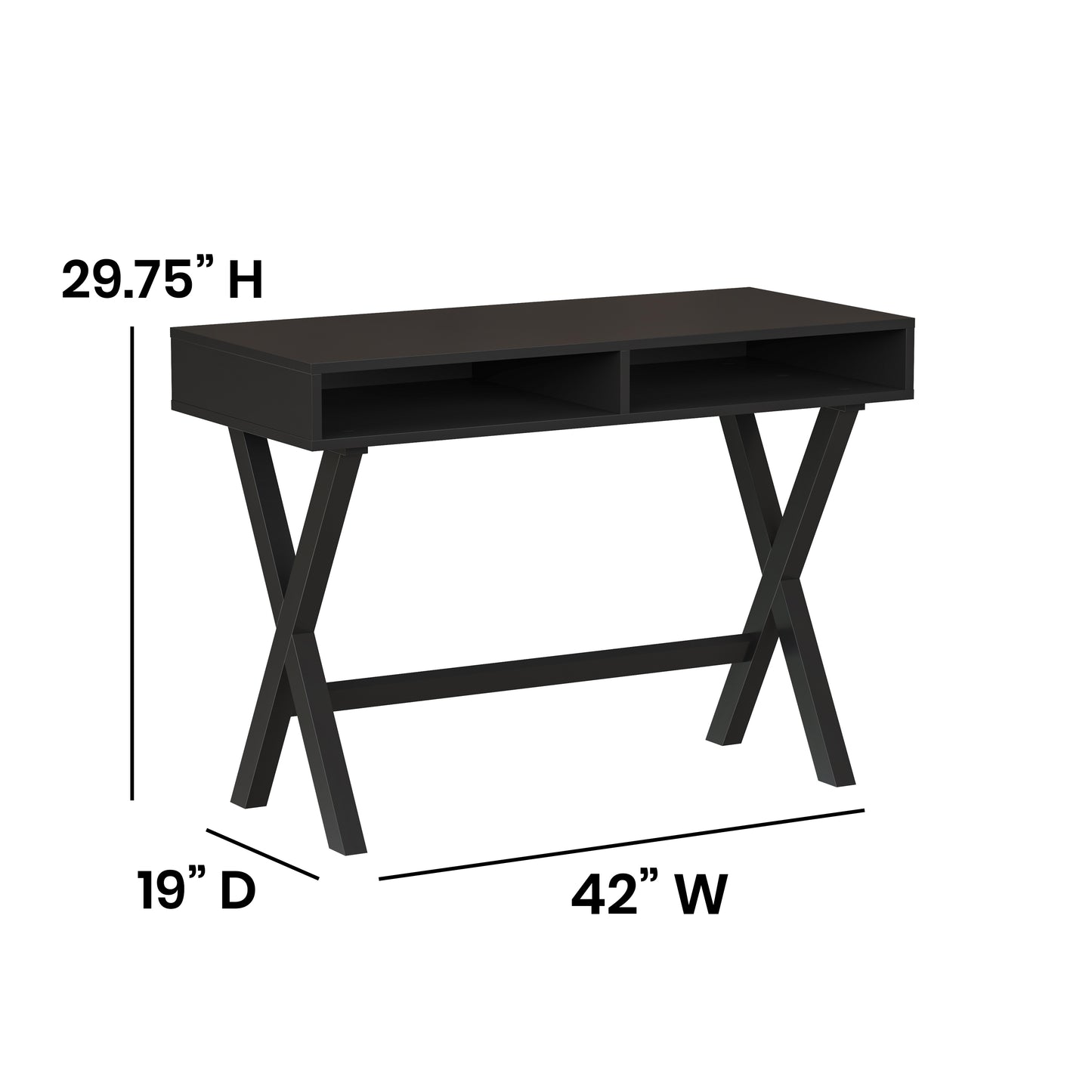 Computer Desk - Black Finish GC-MBLK61-BK-GG