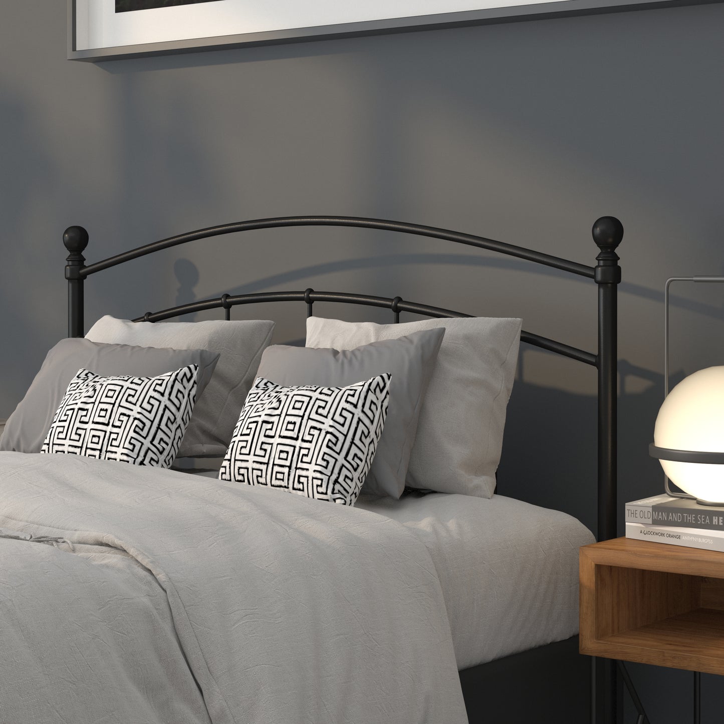 Black Metal and White Metal Headboards - Full, King, Queen, and Twin Options