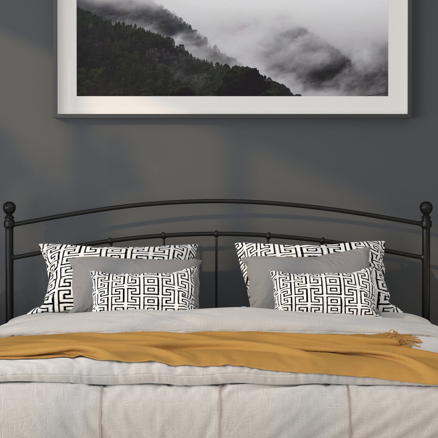 Black Metal and White Metal Headboards - Full, King, Queen, and Twin Options