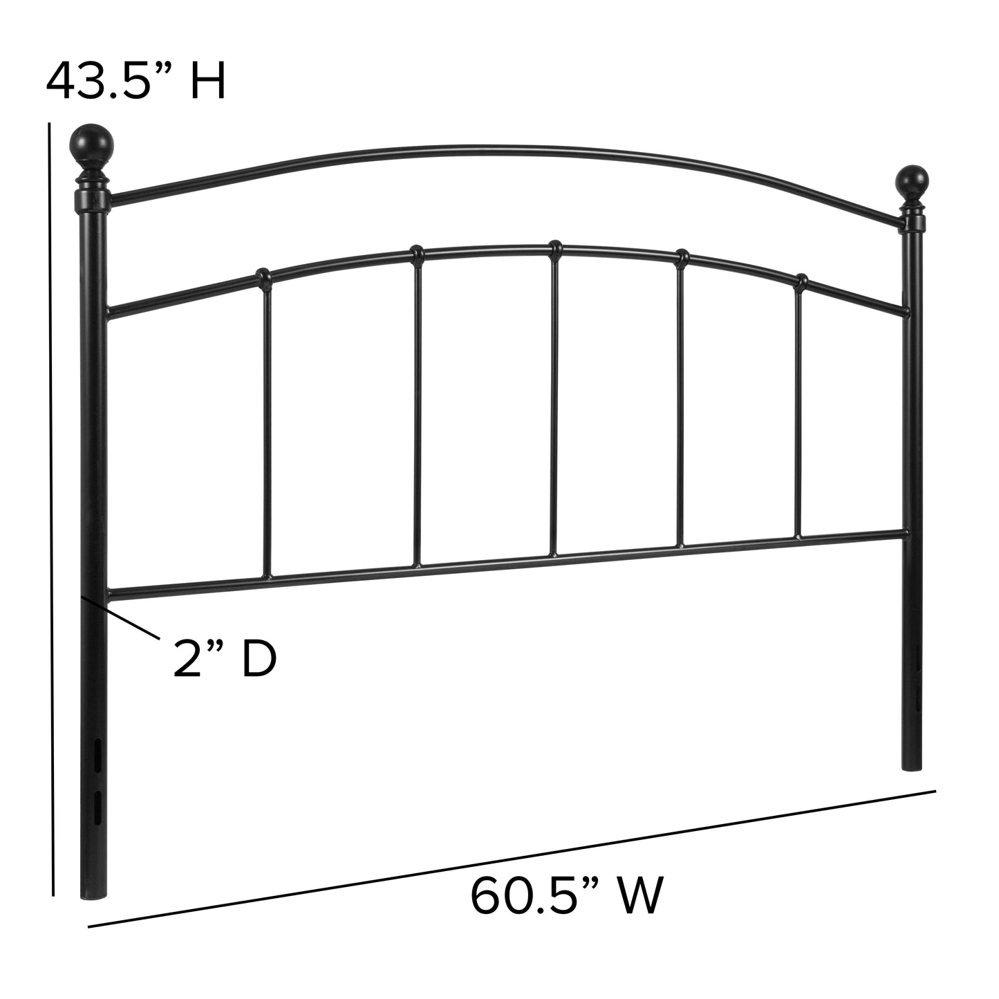 Black Metal and White Metal Headboards - Full, King, Queen, and Twin Options