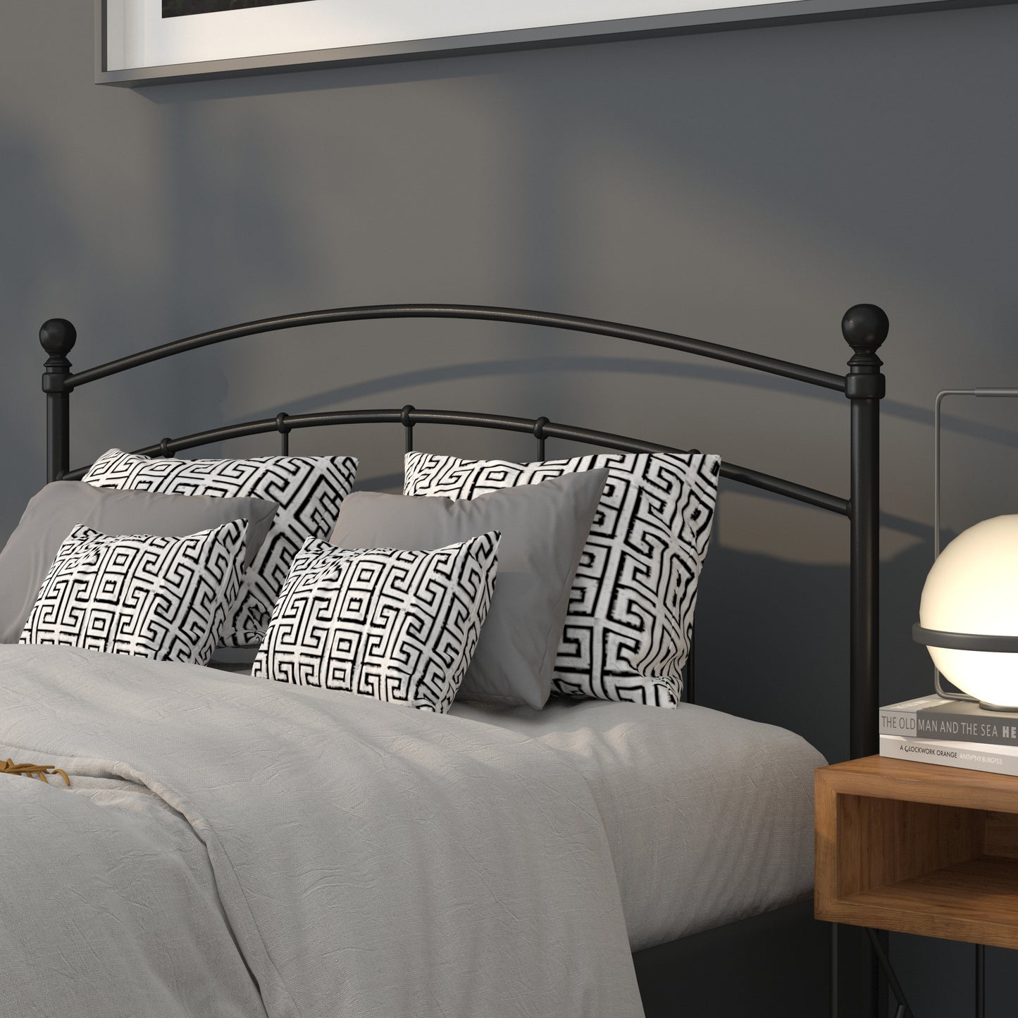 Black Metal and White Metal Headboards - Full, King, Queen, and Twin Options