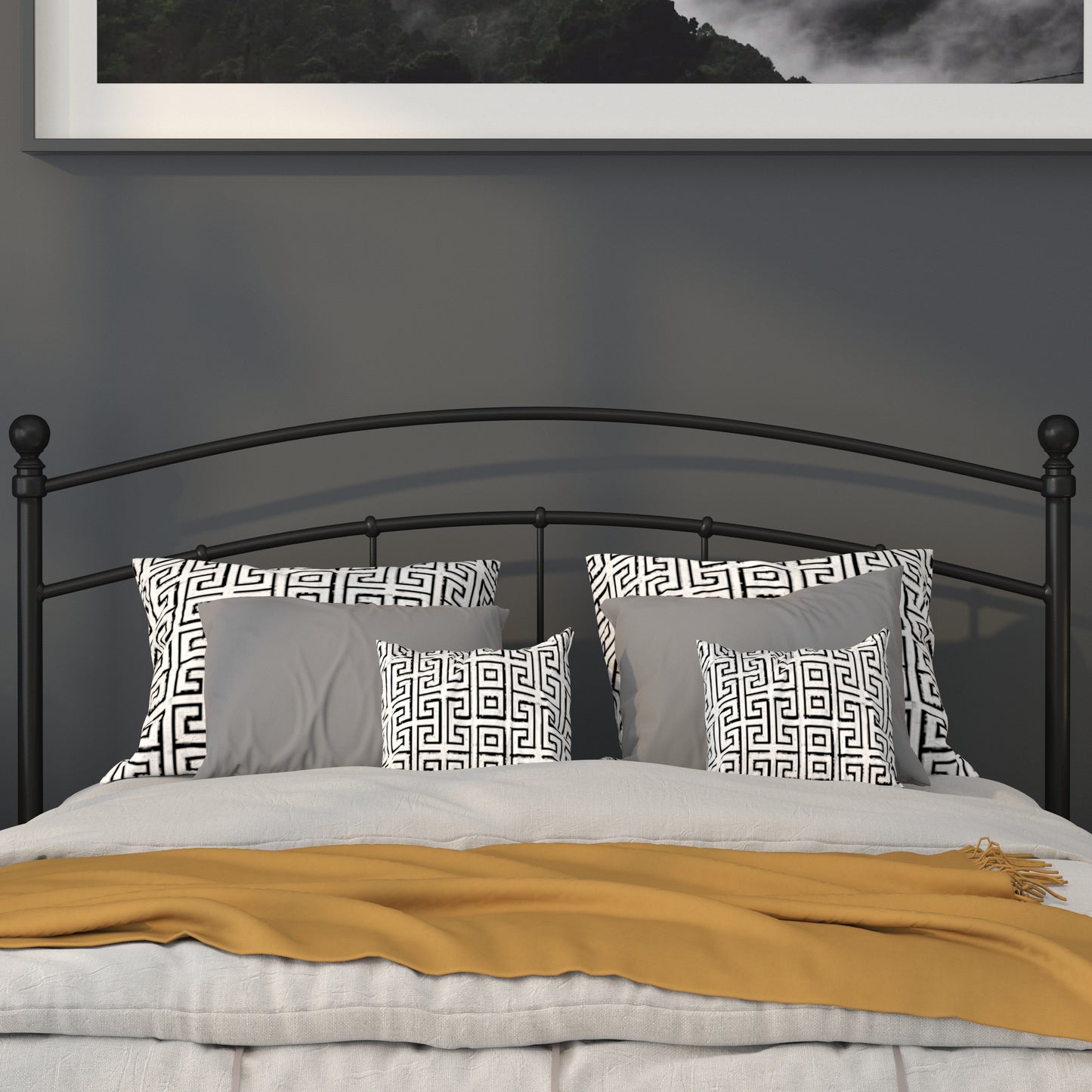 Black Metal and White Metal Headboards - Full, King, Queen, and Twin Options