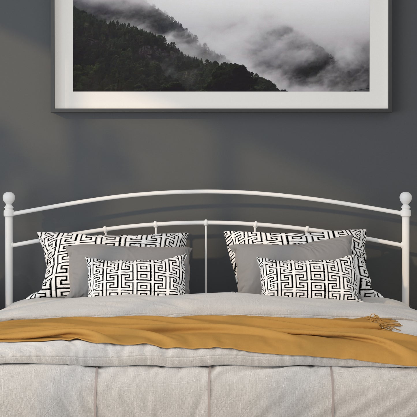 Black Metal and White Metal Headboards - Full, King, Queen, and Twin Options