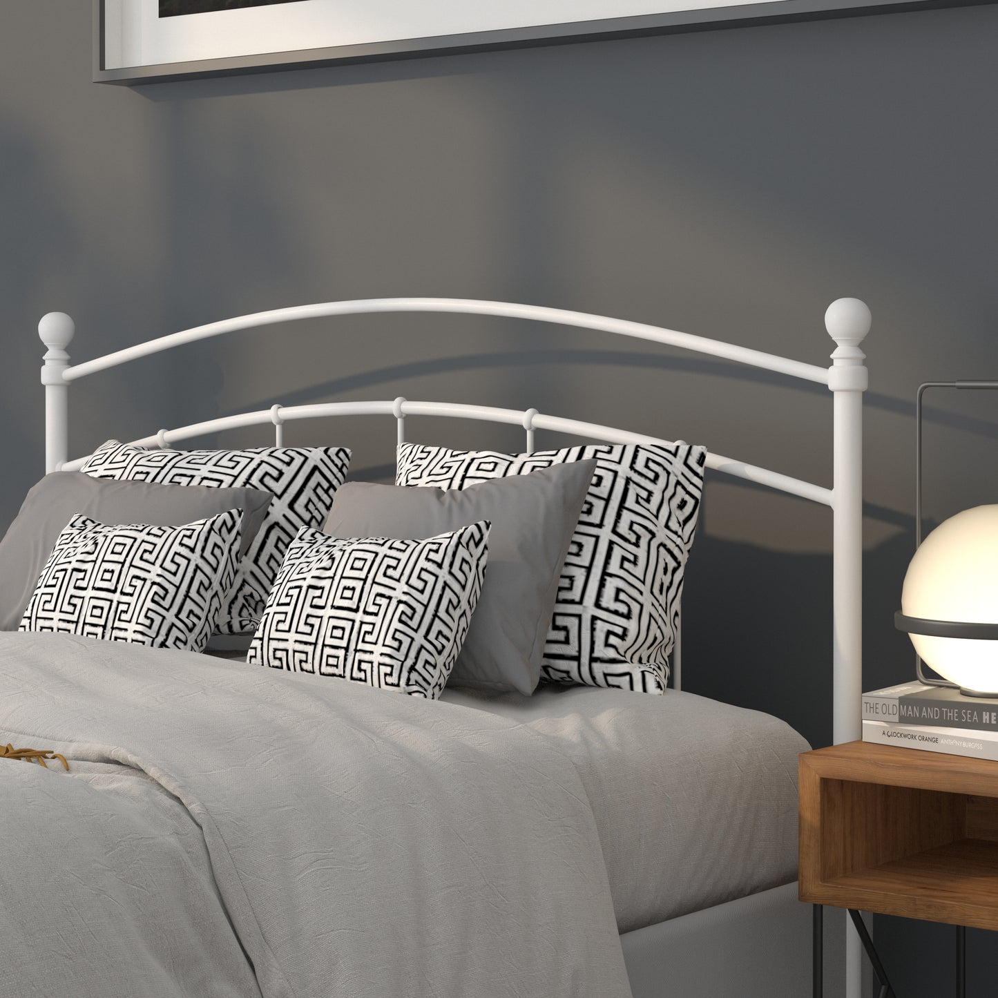 Black Metal and White Metal Headboards - Full, King, Queen, and Twin Options