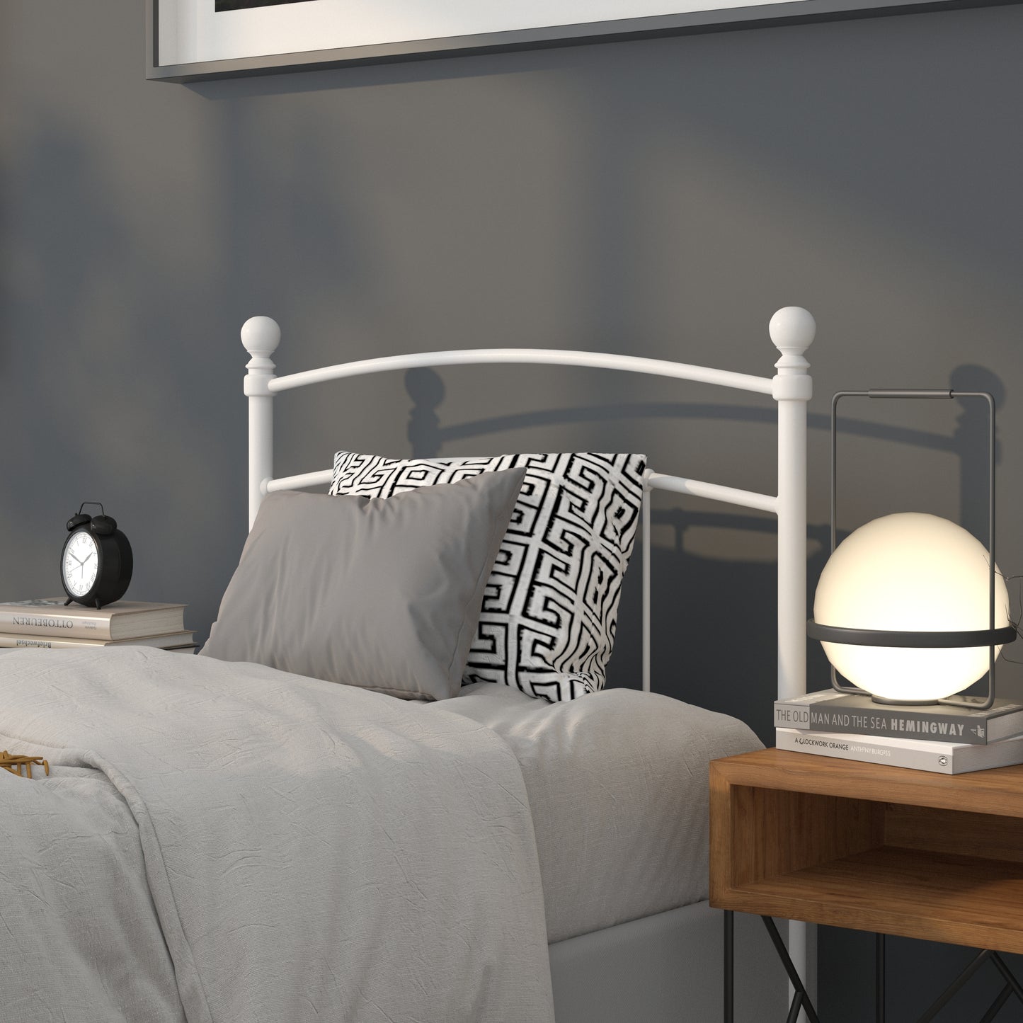 Black Metal and White Metal Headboards - Full, King, Queen, and Twin Options