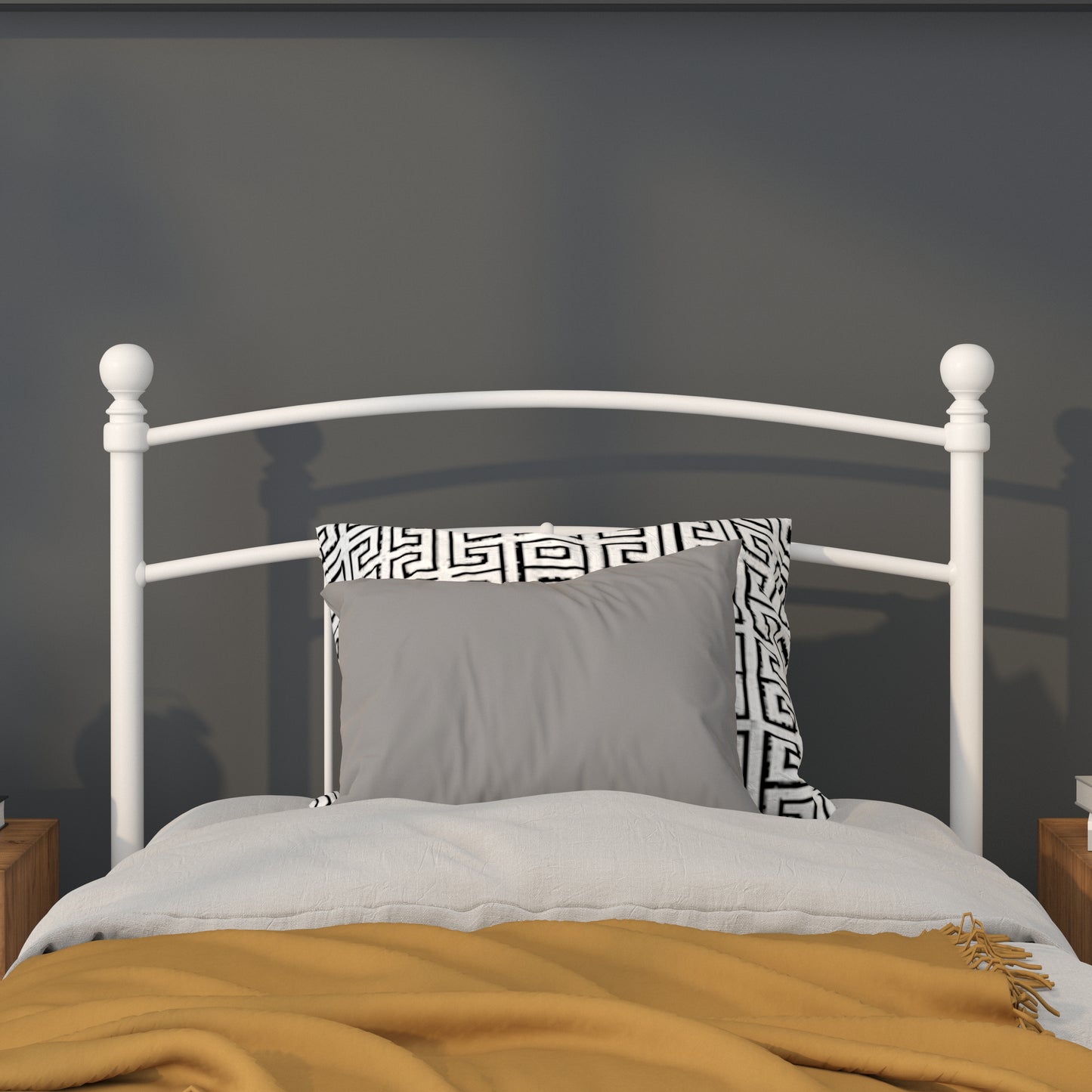 Black Metal and White Metal Headboards - Full, King, Queen, and Twin Options