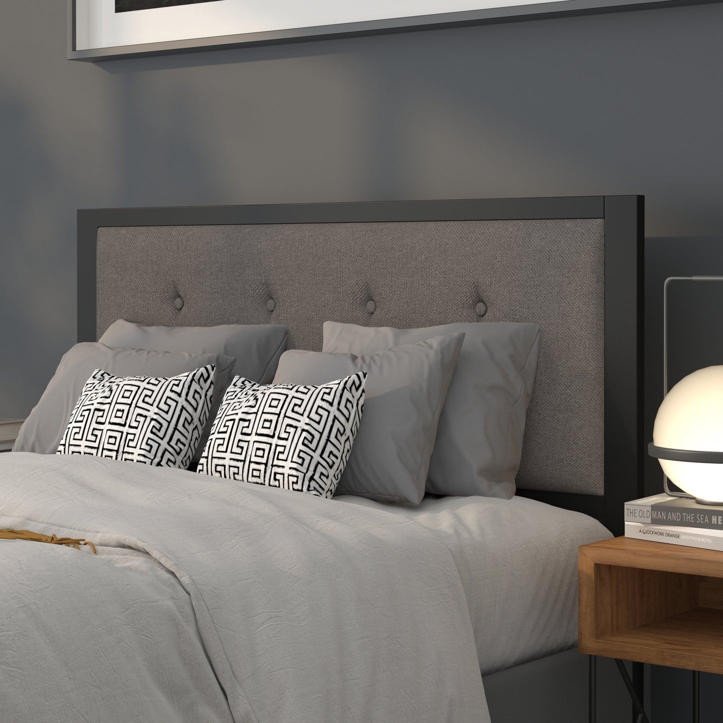 Full, Queen, King, and Twin Headboard HG-HB1725 in Black, Dark Gray, and Light Gray